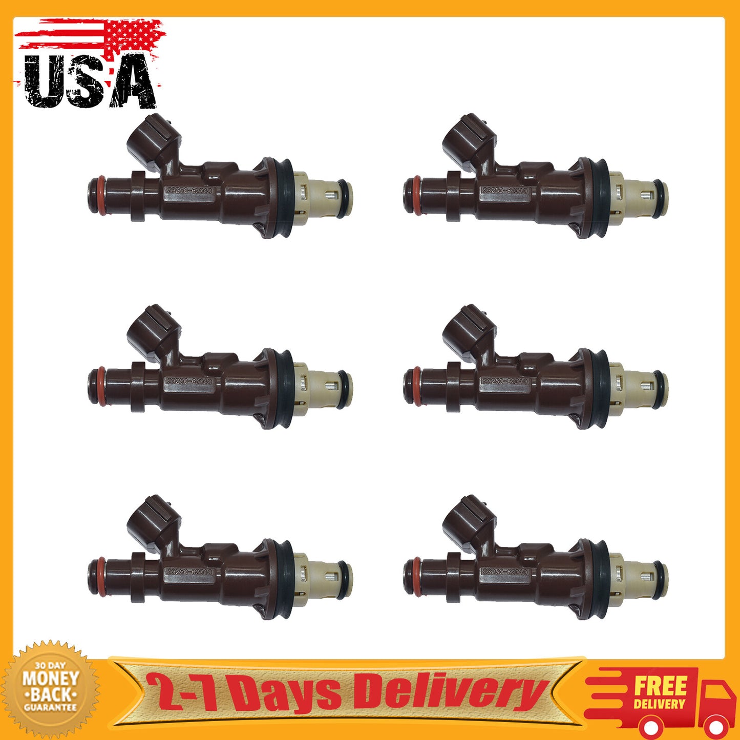 6x Fuel Injectors 23250-62040 for Toyota 4Runner Tacoma Tundra HILUX 3.4L V6