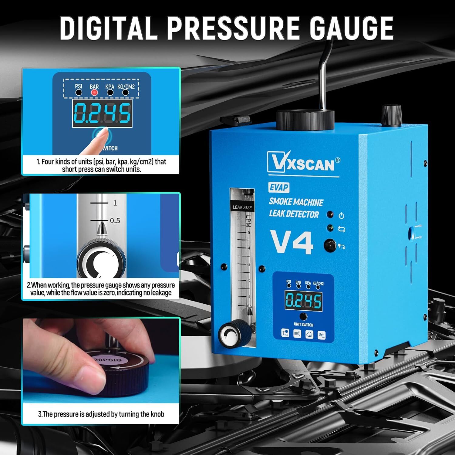 VXSCAN V4 Automotive Smoke Leak Detector Vacuum Smoke Leak EVAP Diagnosis Tester