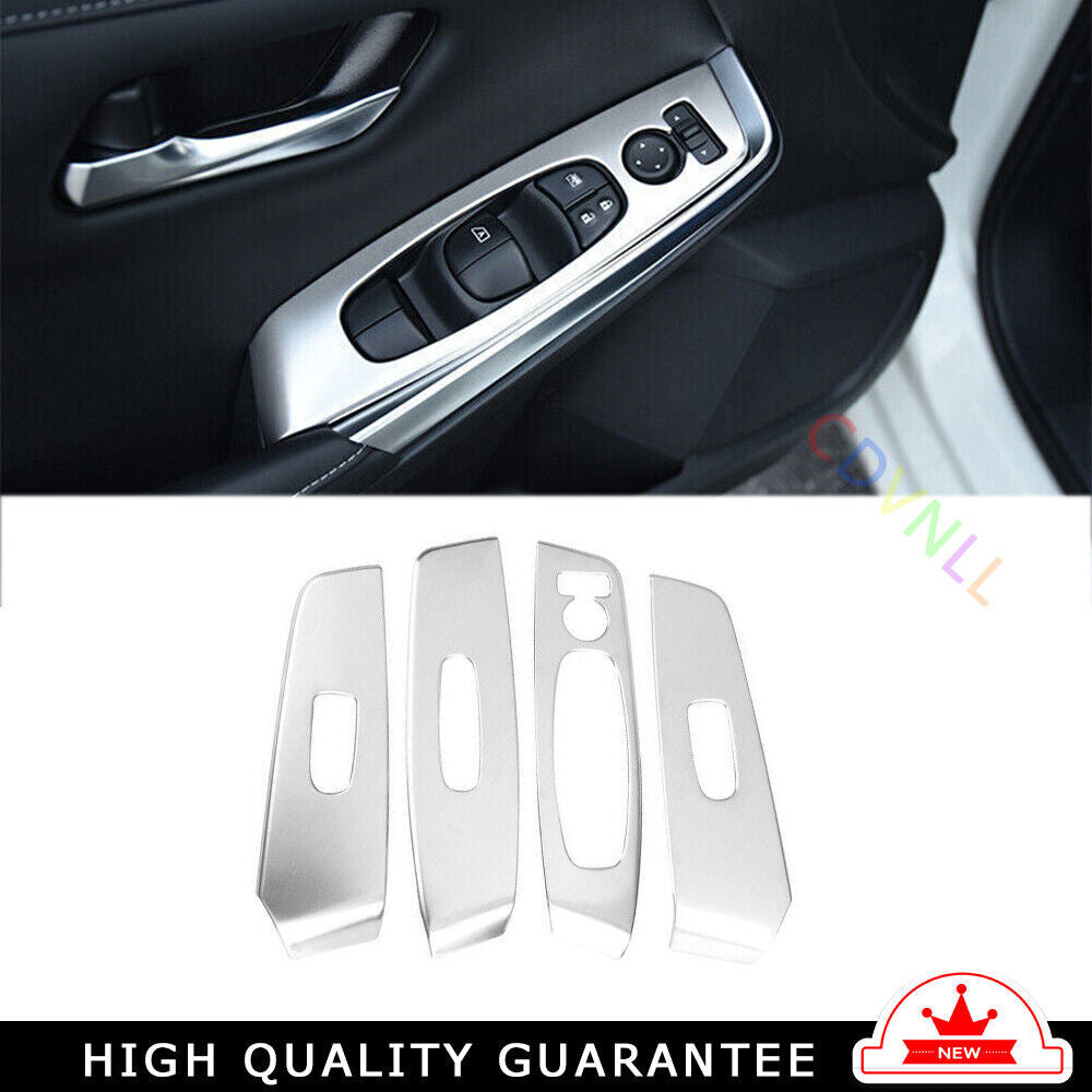 Glass Window Lifting Lock Panel Trim 4 for Nissan Sentra 2020-2022 Silver Steel