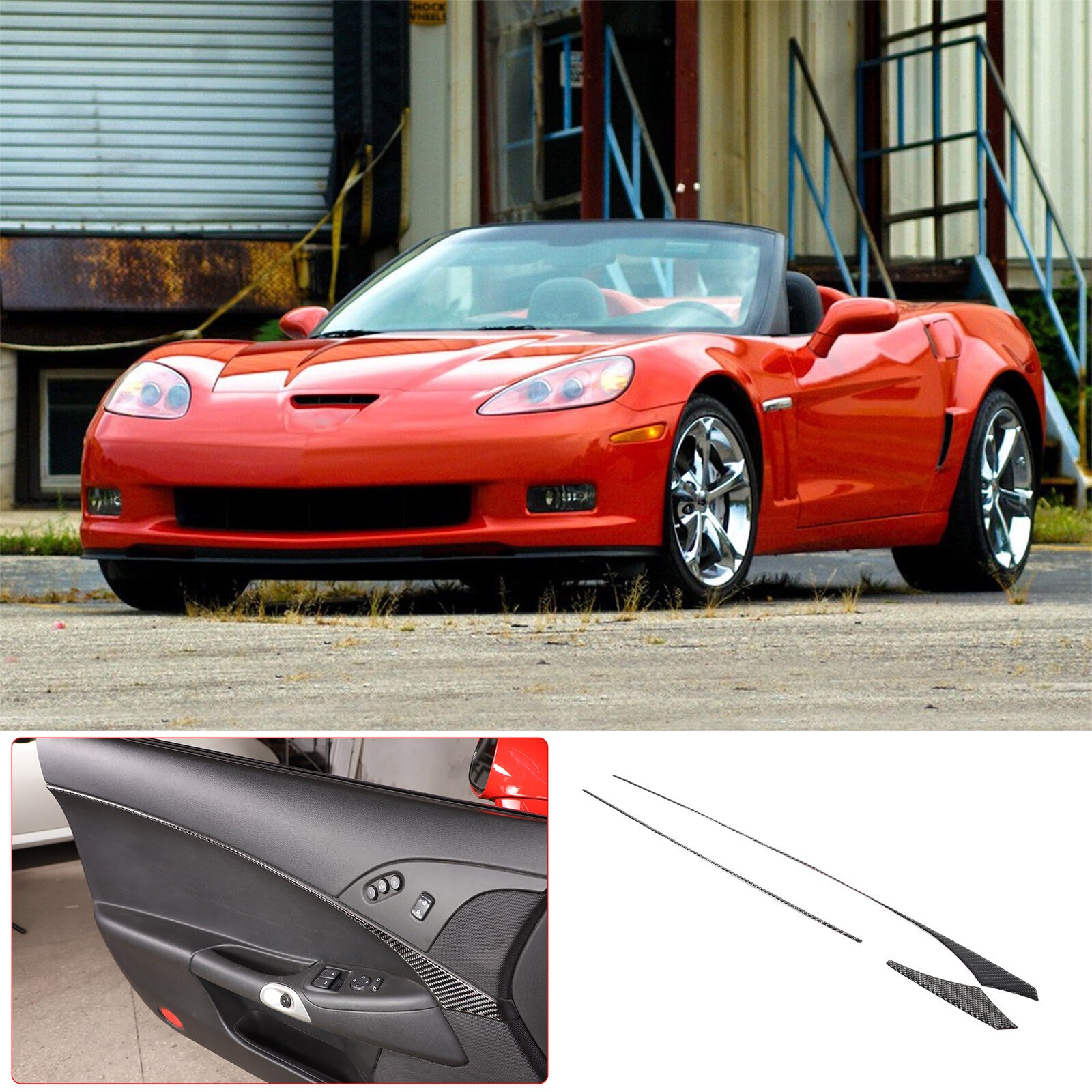 ABS carbon fiber interior dashboard ventilation strip trim for Corvette C8 2020-2023