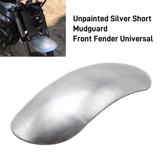 Unpainted Silver Short Mudguard Aluminum Alloy Motorcycle Front Fender Universal
