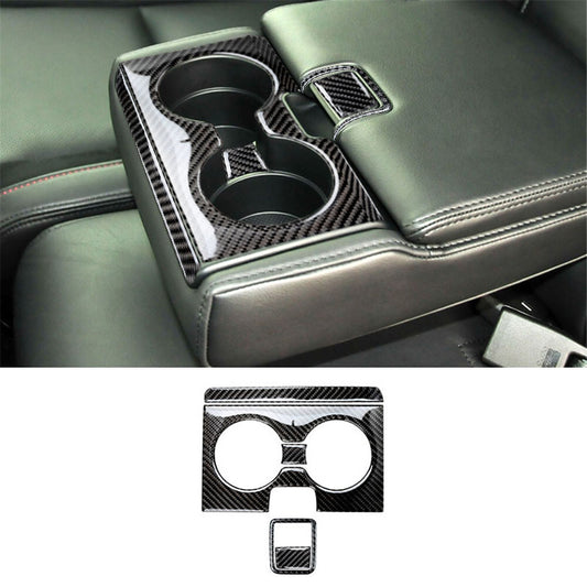 Carbon Fiber Rear for Seat Armrest Cup Holder Cover Trim for Mazda CX-9 2010-2015