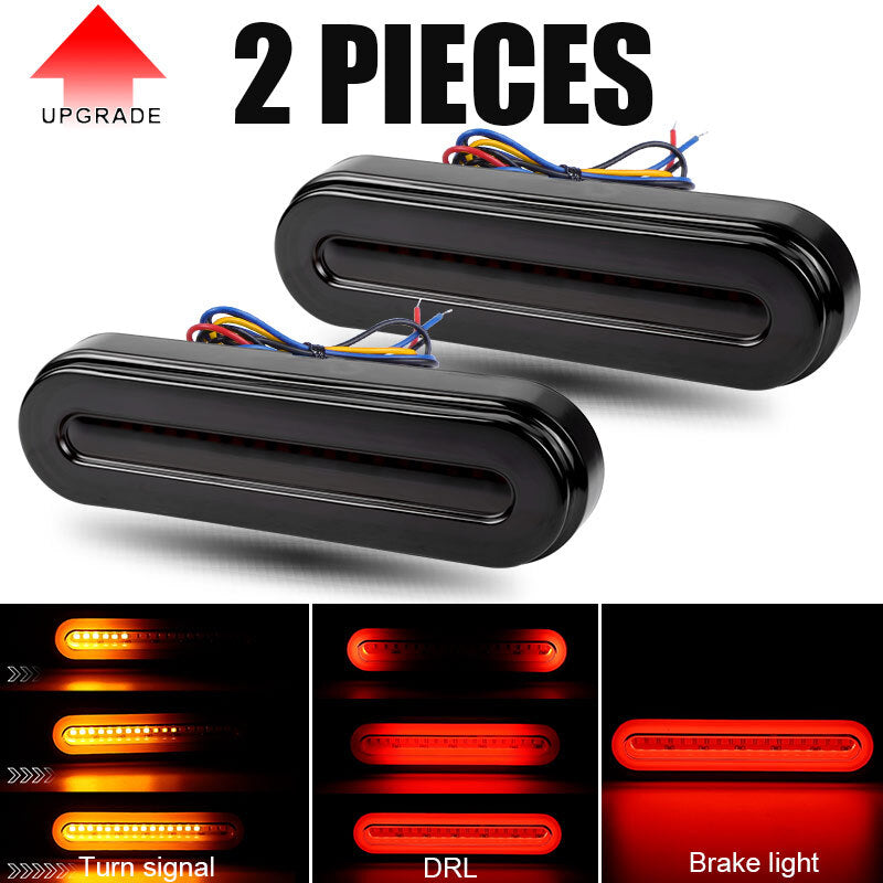 2X Motorcycle 5 LED DRL Brake Stop Turn Signal Tail Light Flowing For UTV ATV