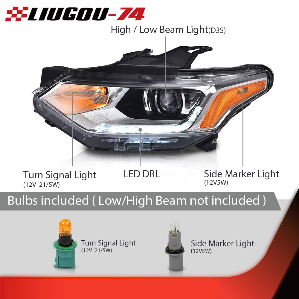 Suitable for 2018-2021 for Chevrolet Traverse HID headlights with LED DRLs and driver's side drive in the USA.