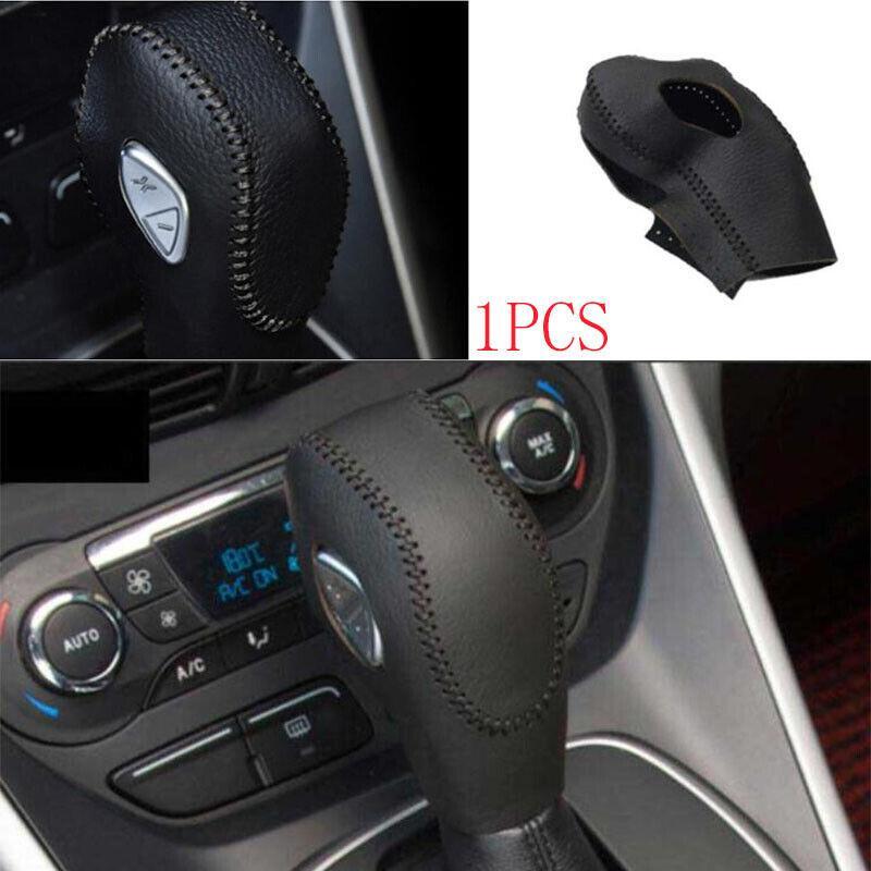 for Ford Car Escape Kuga 13-19 Black Leather Gear Shift Knob Shifter Lever Trim