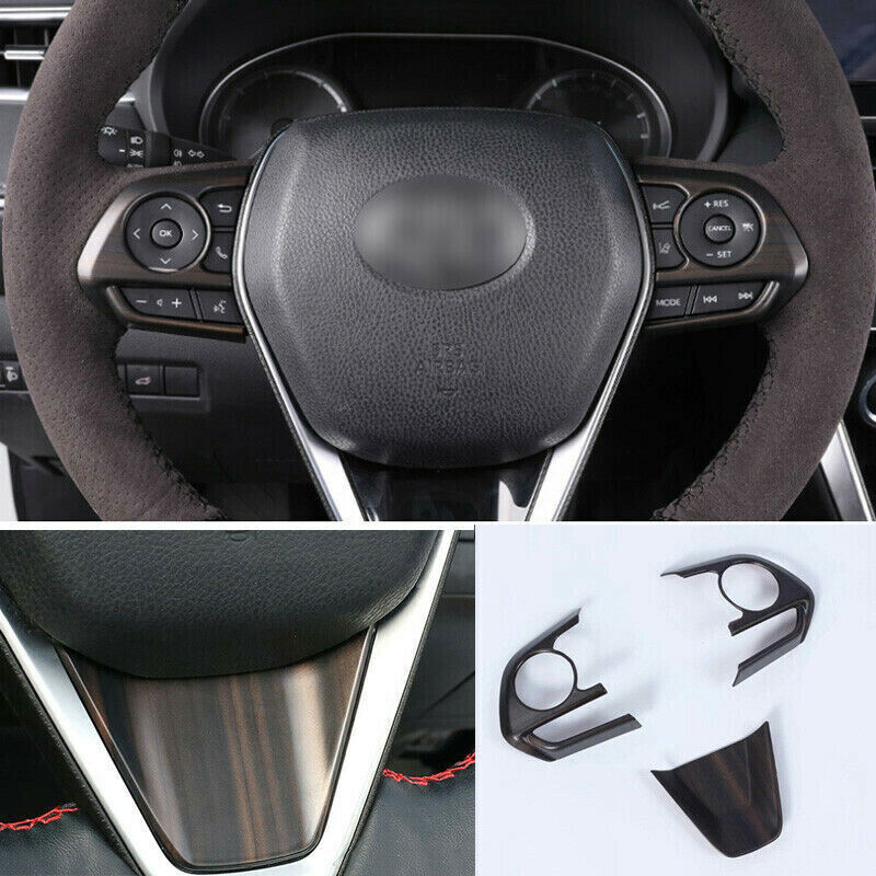 Wood Grain Steering Wheel Button Frame Cover Trim 3pc for Toyota Venza 2021-2023