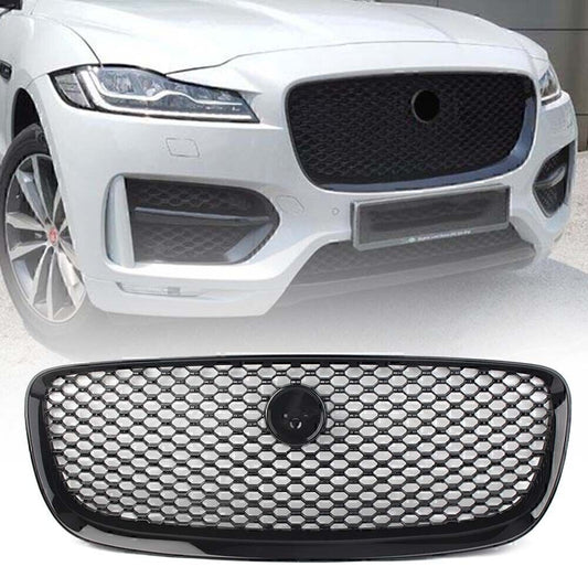 Front Upper Vent Grille Gloss Black Mesh Radiator Fit 2016-2020 for Jaguar F-PACE