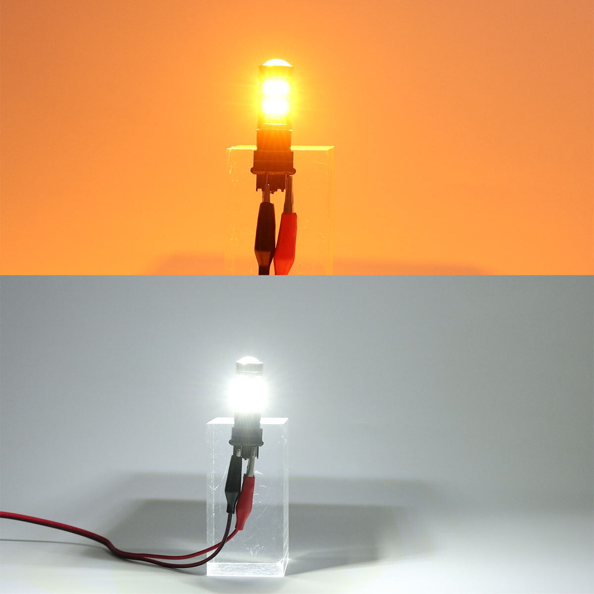 4 White/Amber 3157 LED DRL Switch Turn Signal Parking Bulbs (Incorrect)