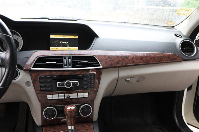 Middle Console Dashboard Strip Trim for Mercedes-Benz C-Class 11-2013 Brown Wood