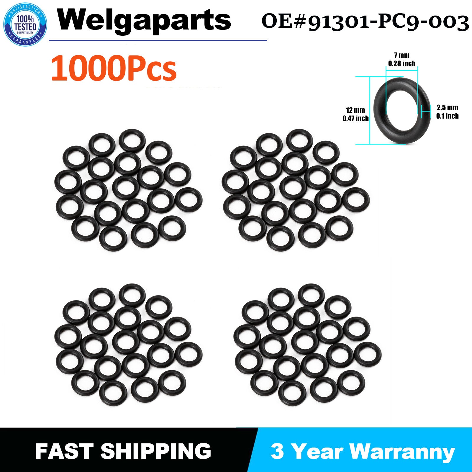 1000x Transmission Dual Solenoid O-Ring for Honda for Acura 4-Cylinder 91301-PC9-003