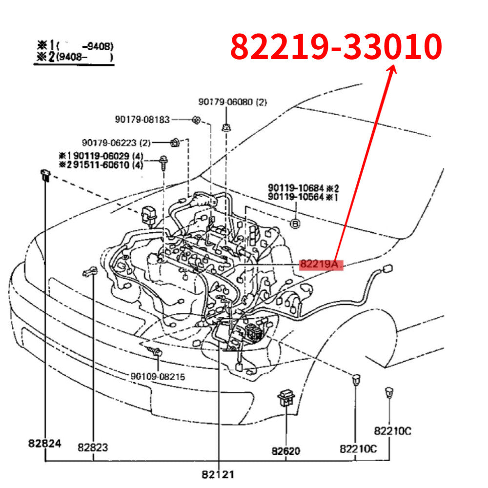82219 - 33010 Knock sensor harness for Toyota for Camry Windom Scepter 1992 - 1996