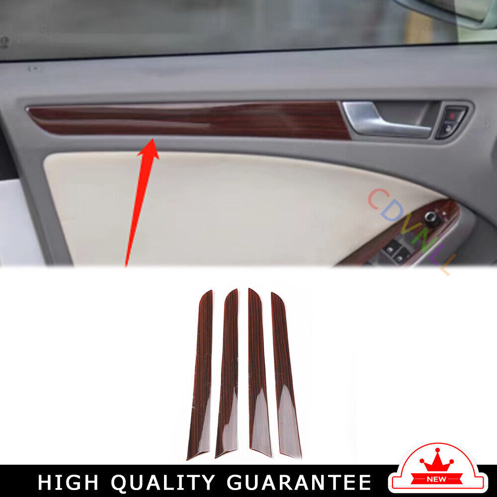 Inner Door Panel Cover Decor Strip Trim 4PCS Fit for Audi A5 2008-2016 Red Wood