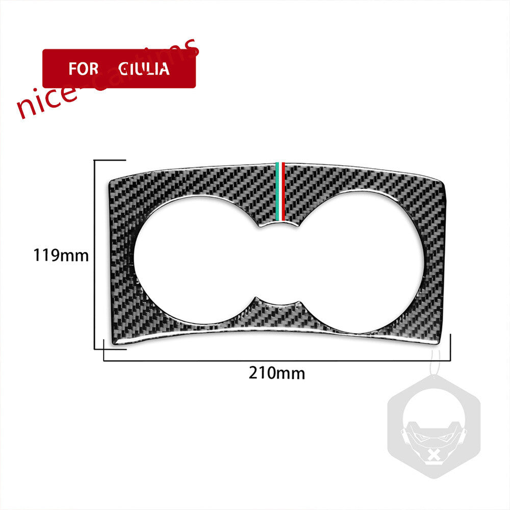 Carbon Fiber Interior Water Cup Holder Panel Cover for Alfa Romeo Giulia 2017-19