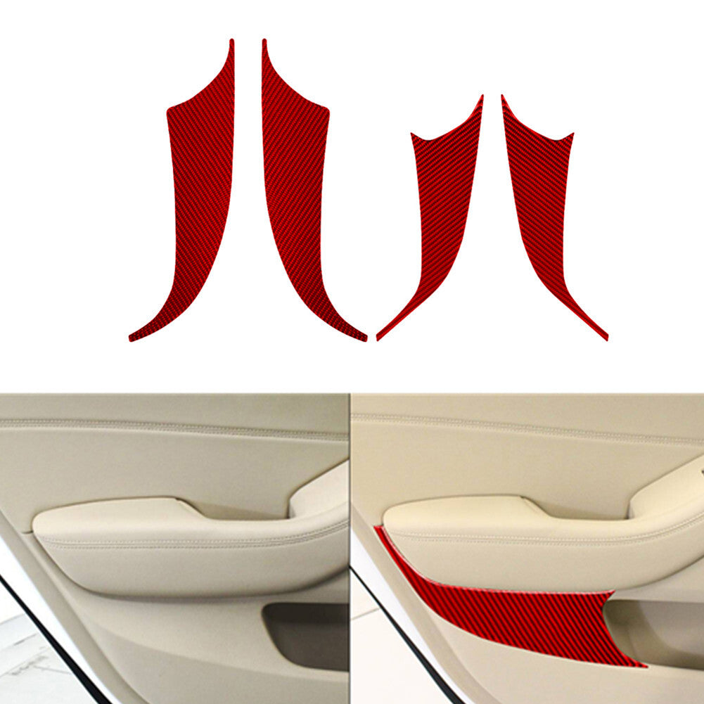 4Pcs Red Carbon Fiber Interior Door Panel Cover Trim for KIA Cadenza 2014-2016