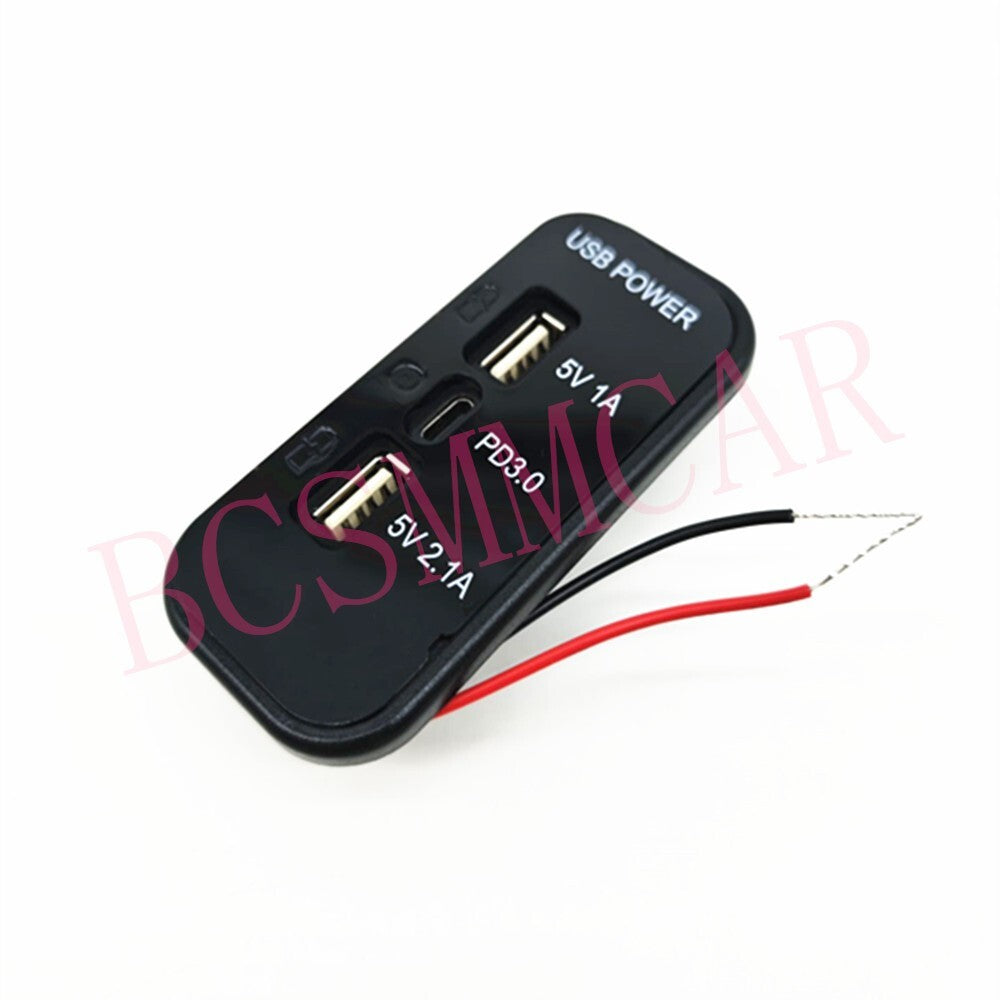 Dual USB PD Fast Charger Type C Power Outlet Blue LED for Car Boat RV 12-24V