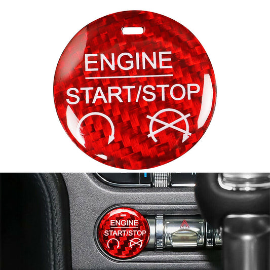 Engine Start Stop Button Cover Trim for Ford for Mustang 2015-2022 Carbon Fiber Red