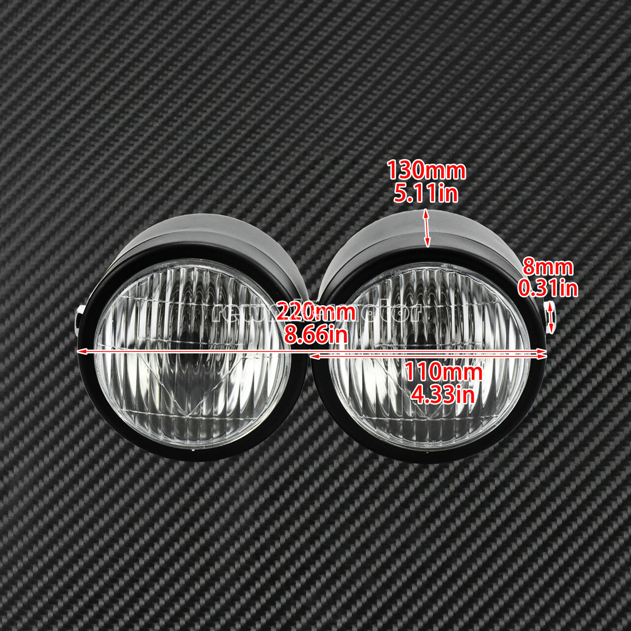 Black Twin Headlight Motorcycle Double Dual Lamp Street Fighter Universal Racer