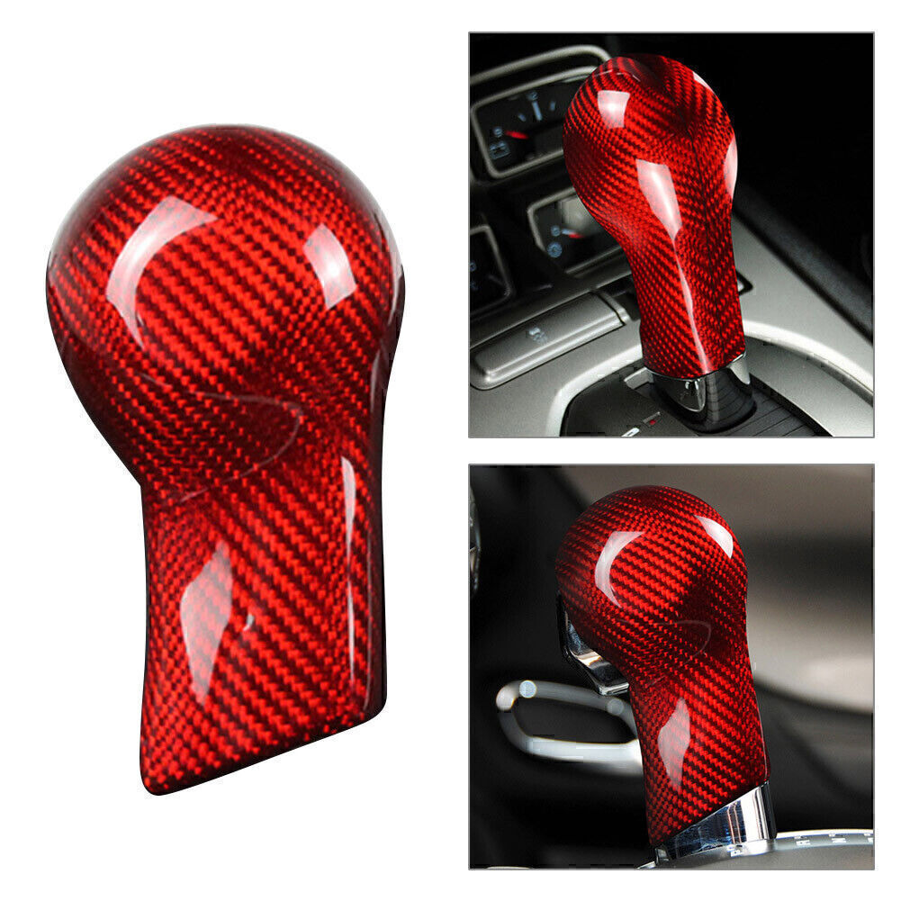 for Chevrolet Camaro 2010-2015 Carbon Fiber Car Inner Shift Knob Cover Case Red