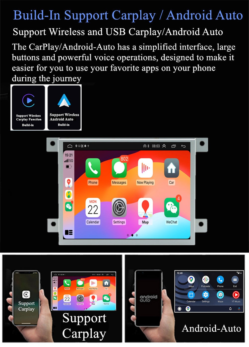 8.4Wireless Carplay 4GB 32GB Car Radio GPS Navigation for Chrysler for Jeep Grand