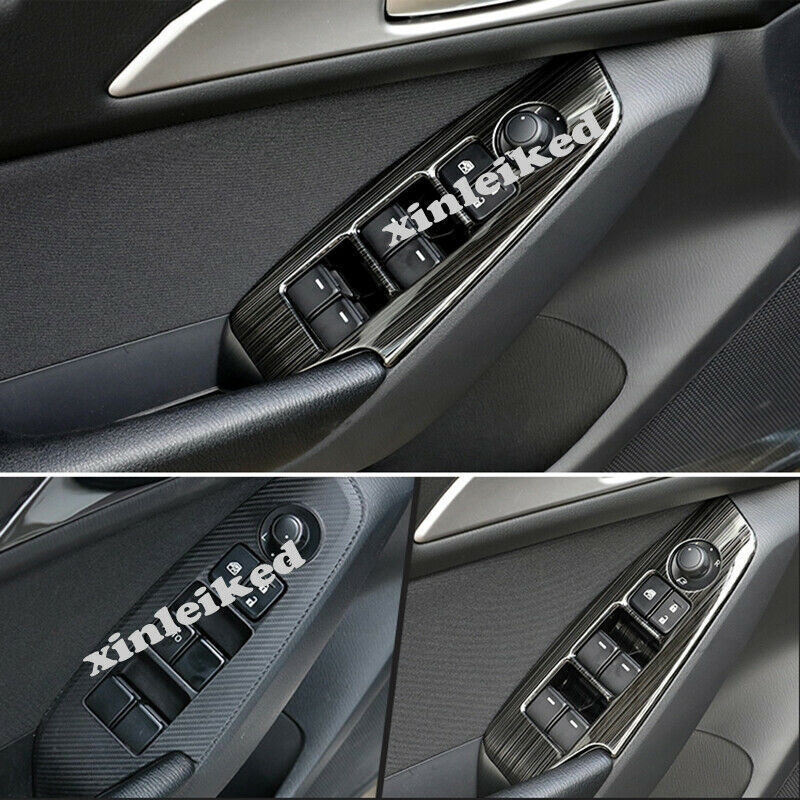 Black Titanium Window Lift Switch Button Cover Trim for Mazda 3 Axela 2017-2018