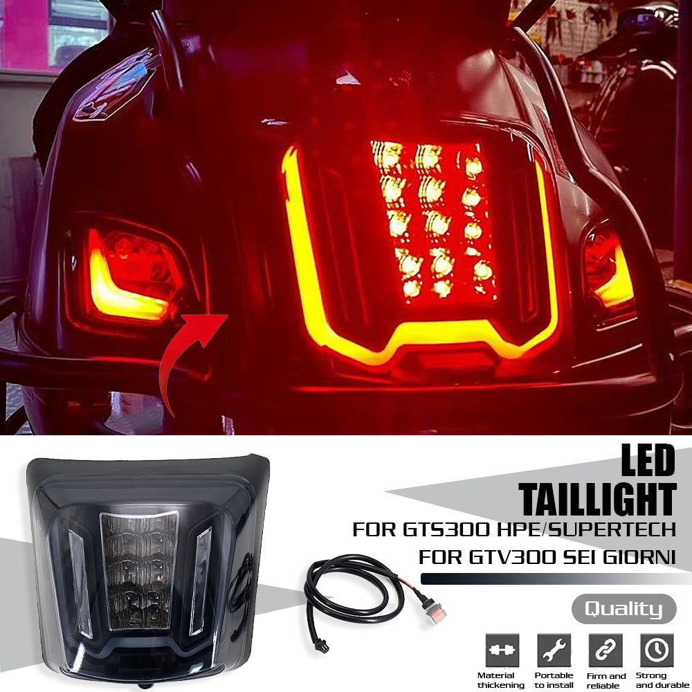 For Vespa GTV300 Motorcycle LED Tail Lamp Rear Brake Run Light Lens Taillight