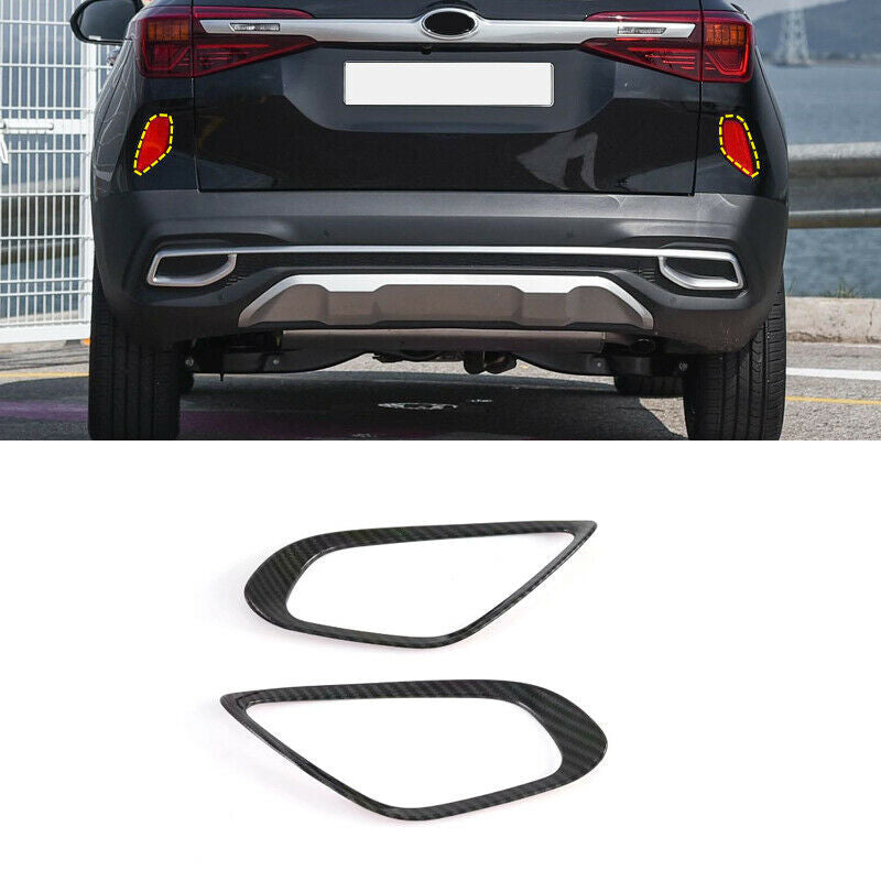 for Kia Seltos 2020-2023 Carbon Fiber Look Rear bumper Fog Light Lamp Cover Trim