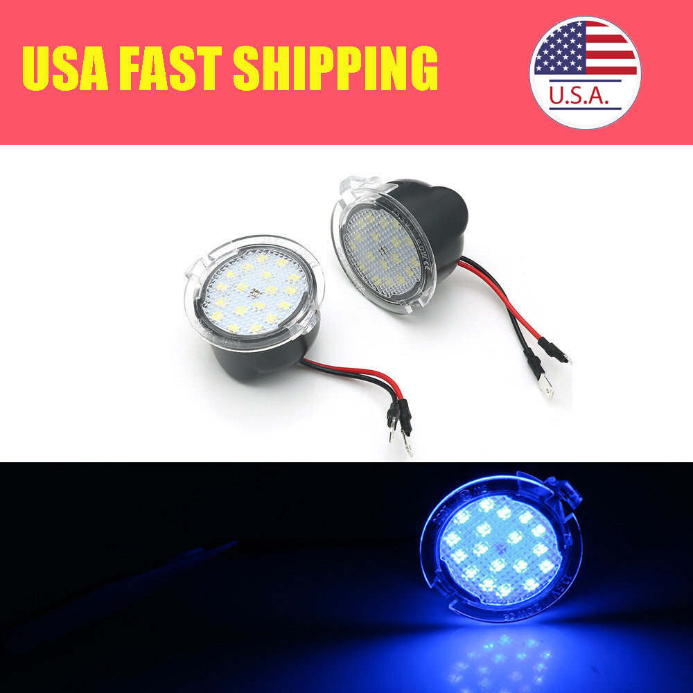 2X LED Side Rear View Mirror Light Blue for Ford EXPLORER 2011-2018/F-150 2009