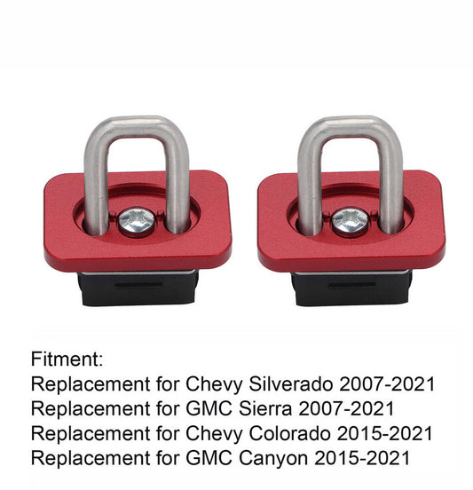 1 Pair Red Inner-Bed Retractable Truck Bed Tie-Down Anchors for Chevy / for GMC for Sierra