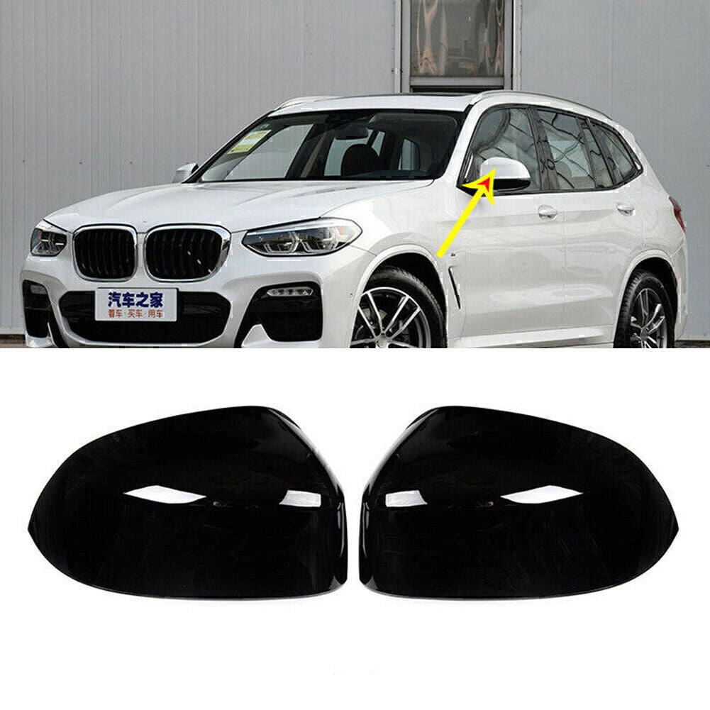Rearview Rear View Mirror Cap Cover Fit for BMW X3 X4 G01 G02 2018-2022 Gloss Black