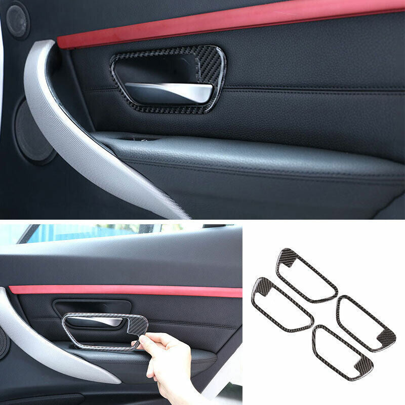 for BMW 3 4 Series GT 2014-18 Real Carbon Fiber Inner Door Handle Cover Trim 4P