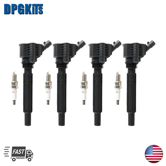 4PCS of Ignition Coils +Iridium Spark Plug for Dodge Dart for Fiat 500 1.4L l4 UF673