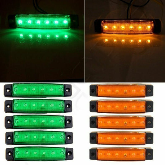 2-10PCS Amber Green 3.8'' Side Marked Clearance Light For Truck Tralier Van 6LED