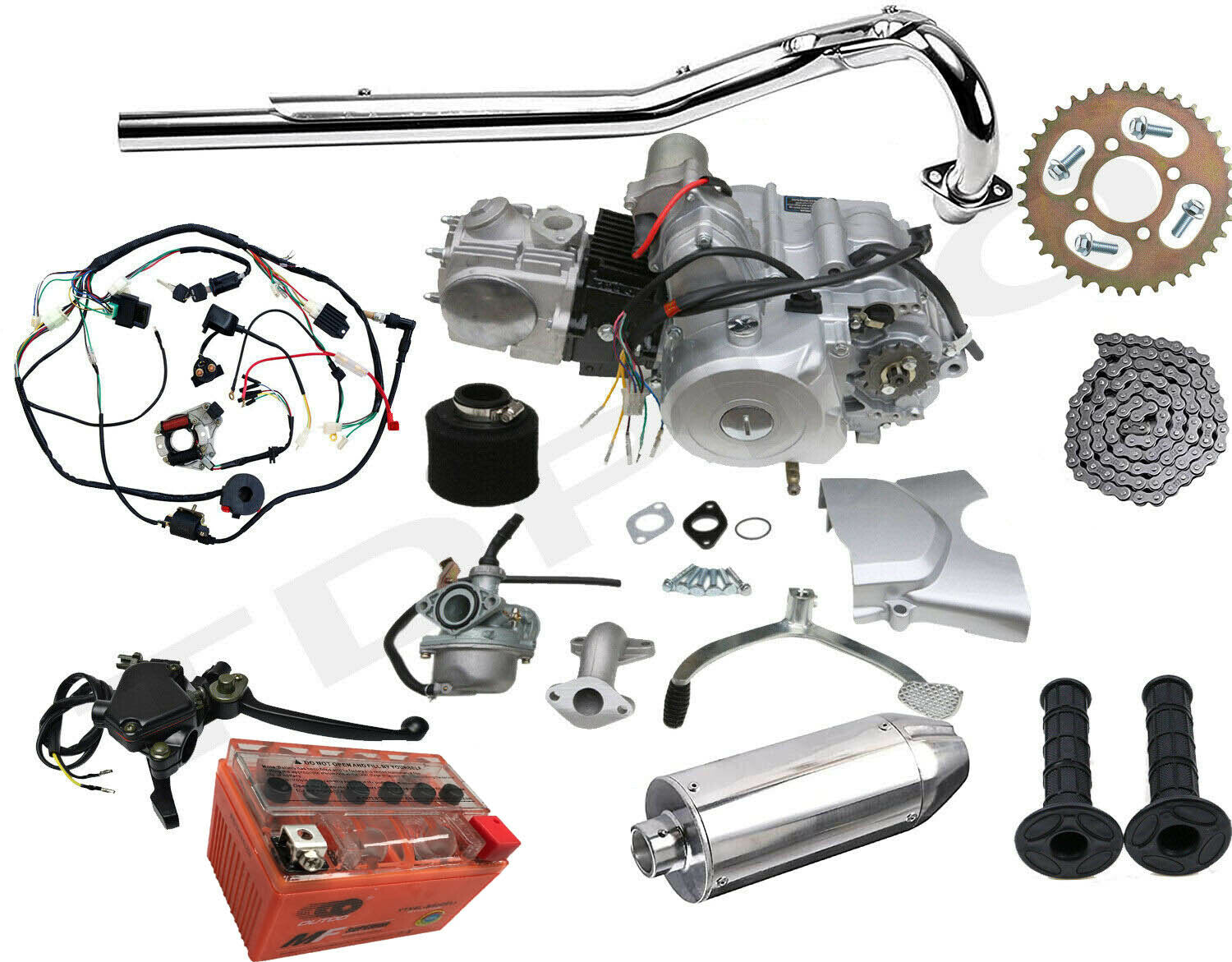 Full Kit 125cc Engine Motor Battery Wire Electric Start ATV Quad Buggy Go Kart