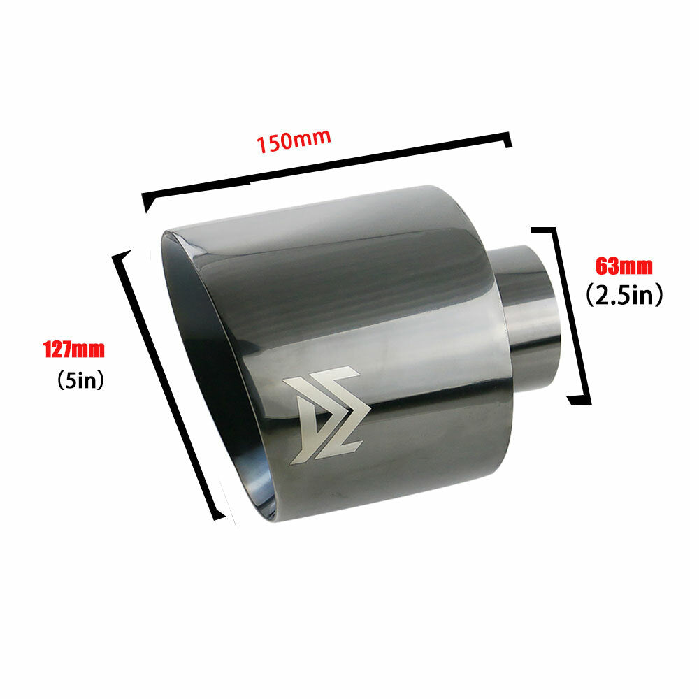 1 Piece Universal 2.5'' ID 5'' OD Exhaust End Tips Muffler Black Tip For 2.5inch