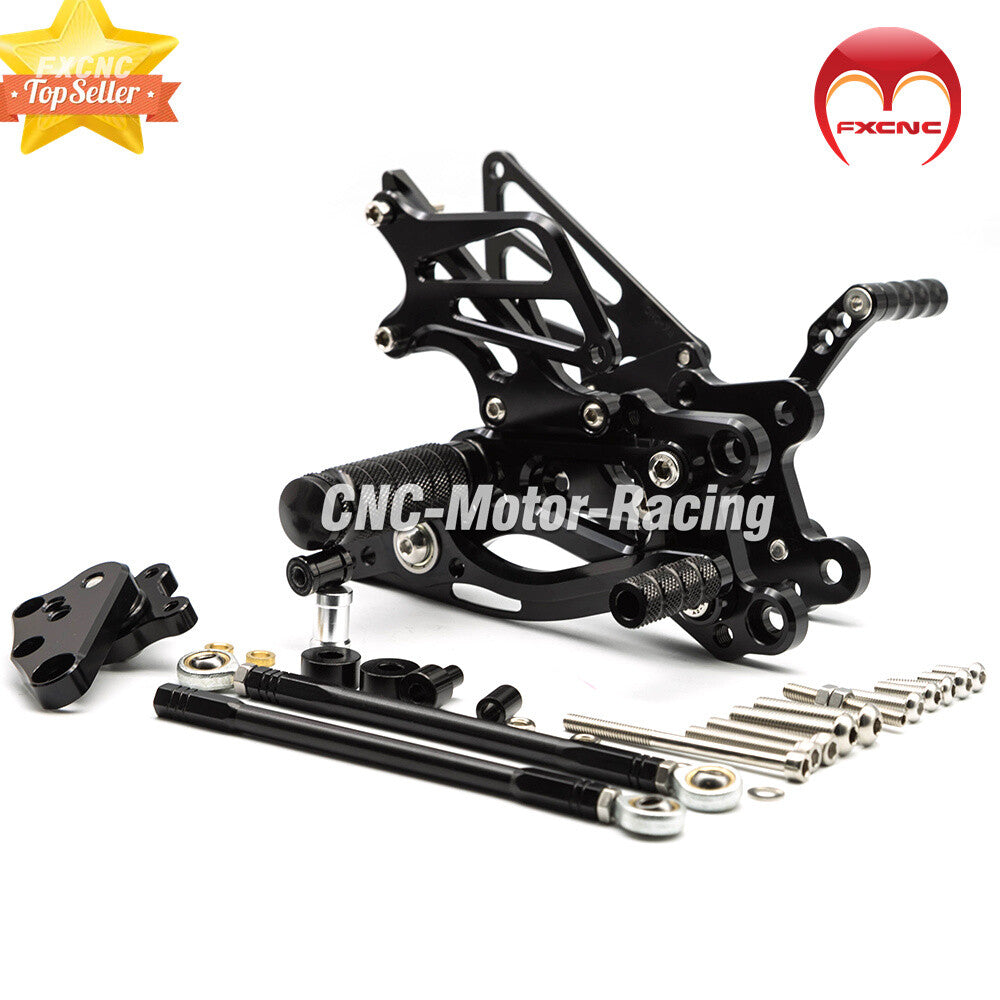 CNC gear footrest and foot spike kit for CBR1000RR 2008-2016 rear footrest repositioning (black)