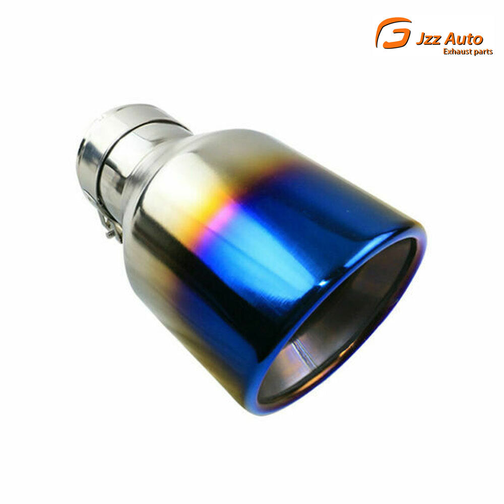 1PC 2.5'' Inlet 4'' OD Universal Double Wall Clamp-on Exhaust Tips Blue Tips