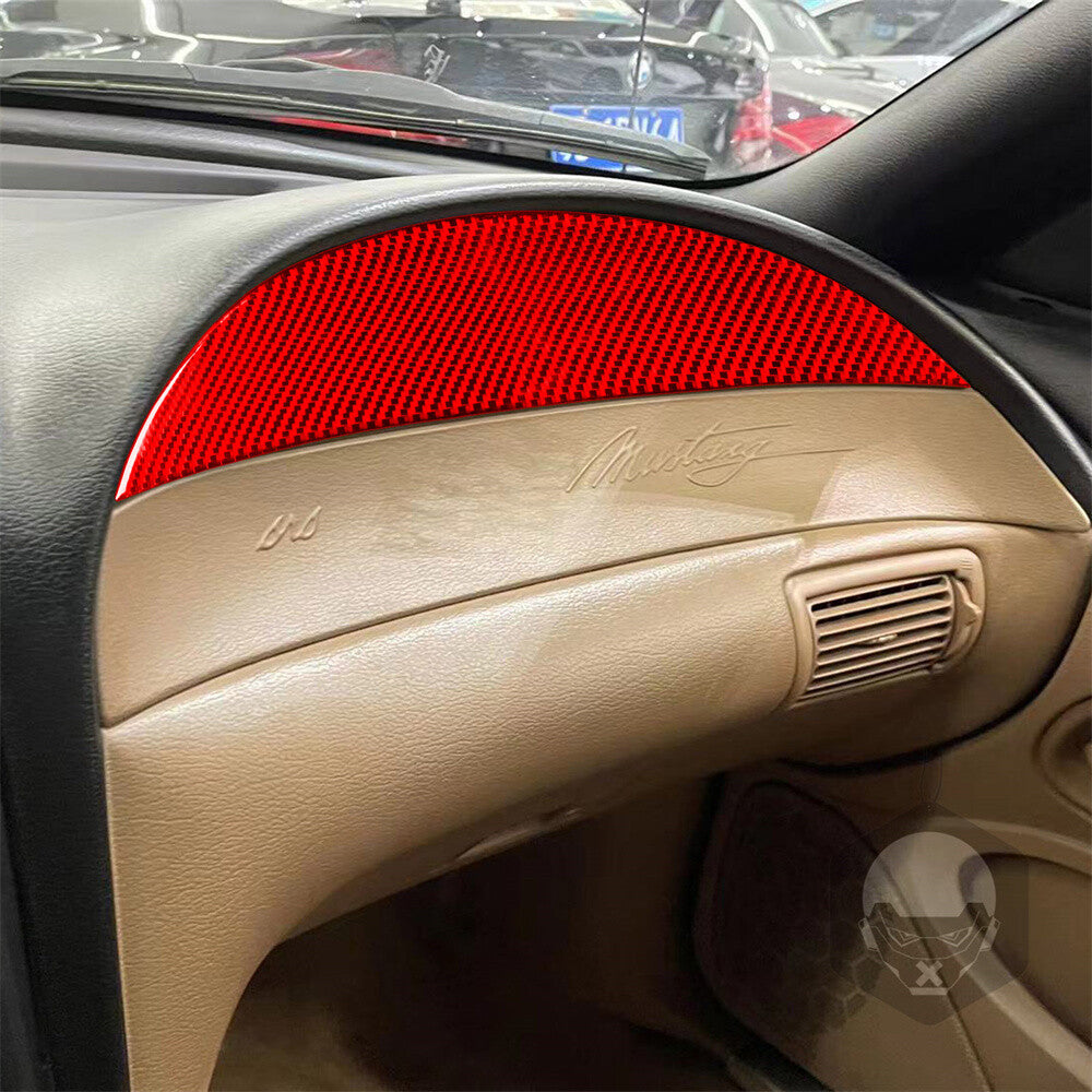 Red Carbon Fiber Inner Dashboard for Co -pilot Panel Cover for Ford for Mustang 1996-2003