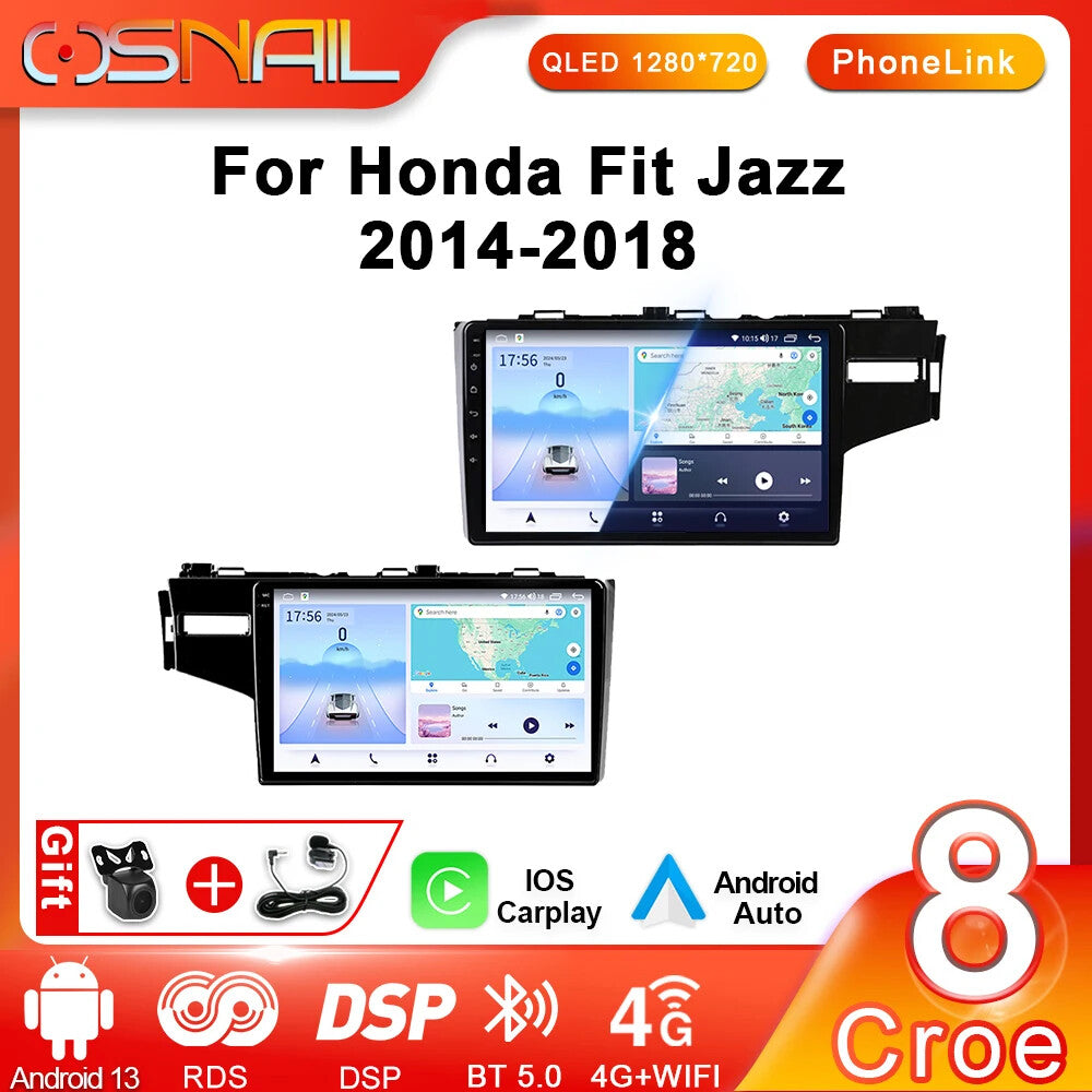 for HONDA FIT JAZZ Video Player Stereo GPS Navi 4G Android Auto Screen Car Radio
