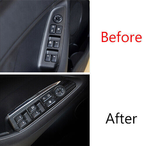Glass Window Lifting Lock Panel Trim Fit for Kia K3 Forte 2014-18 Black Titanium