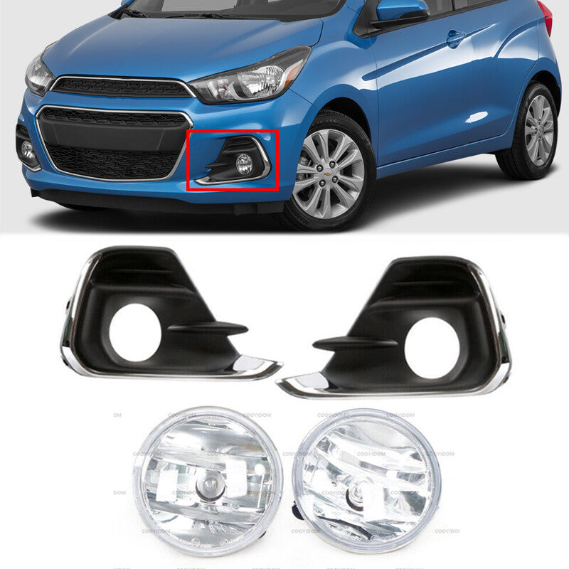 1Set for Chevrolet Spark 2016-2018 Front Bumper Fog Lamp + Fog Lamp Cover Grille