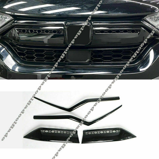 for Honda CR-V CRV 2020-2022 Glossy Black Front Grill Mesh Molding Cover Trim 4X