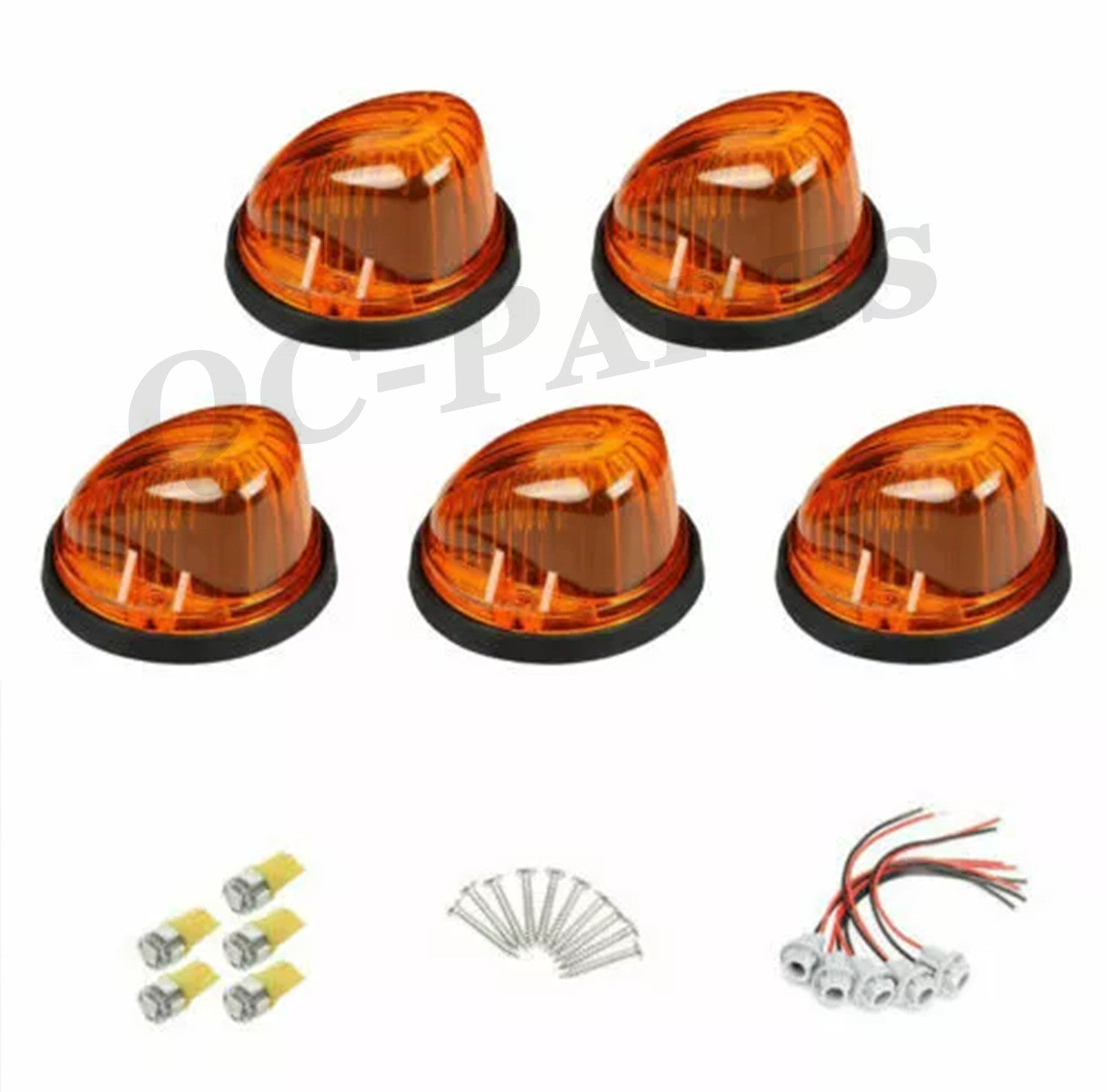 5-piece roof cab light gap marker amber protective cover with base for 73-87 for Chevrolet C/K series