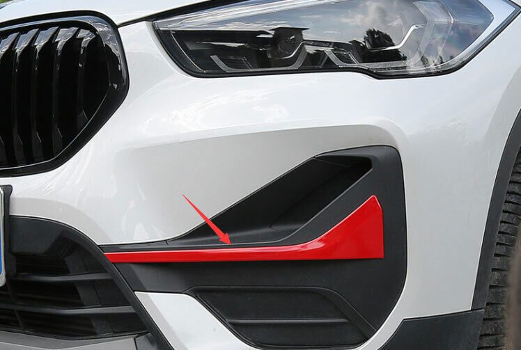 for BMW X1 F48 2020-2022 ABS Red Outer Front Bumper Fog Lamp Light Strip Trim 2P