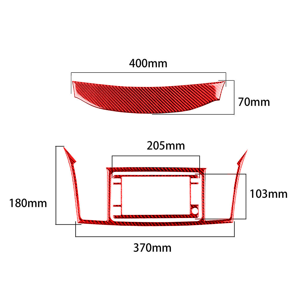 3Pcs Red Carbon Fiber Interior GPS Navigation Cover Trim for Mitsubishi Lancer