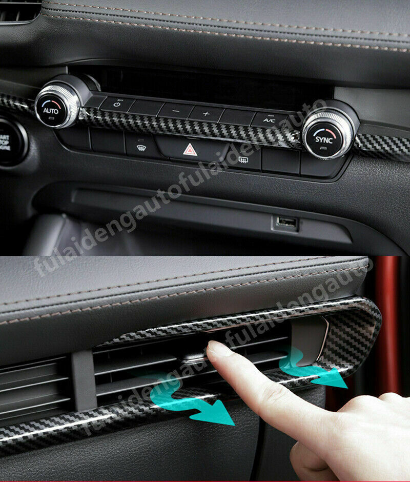 for Mazda 3 Axela 2019-2022 Carbon Fiber Central Dashboard Strips Trim Garnishs