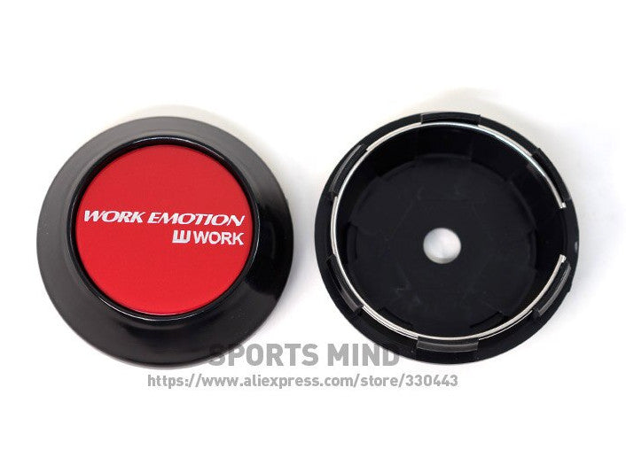 4x69mm Working Emotional Red and Black Wheel Center Cap Hub Cap Edge Cap Decal Logo