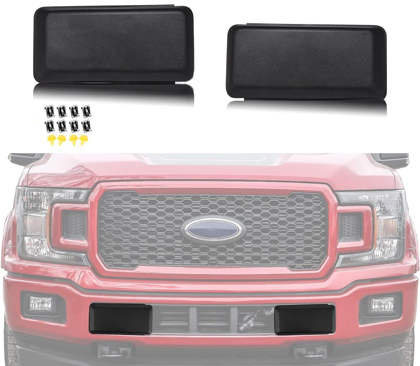 Front Bumper Guards Pads Inserts End Caps Cover Fit for Ford F150 2018-2020