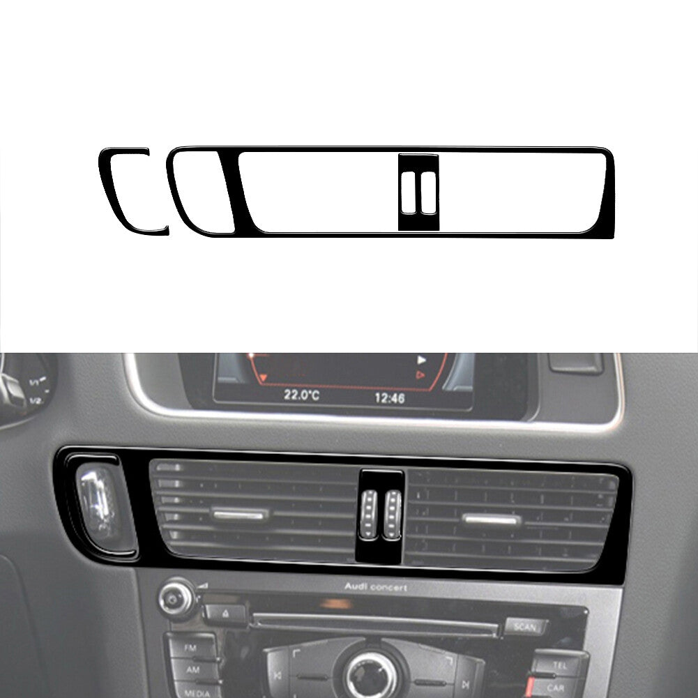 3Pcs Central Air-Con Vent Trim Cover Decor Gloss Black for Audi Q5 2009-2017