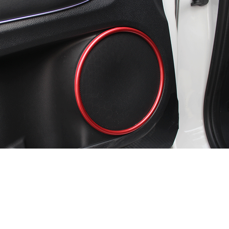 4P for Honda HR-V HRV 2016-2022 ABS Red Inner Door Speaker Ring Frame Cover Trim