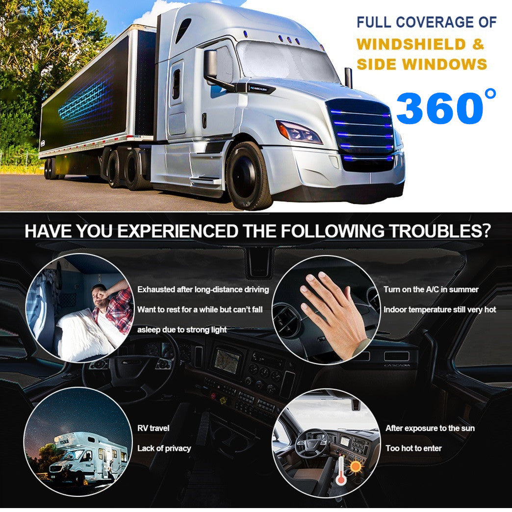 For International Truck Windshield Side Window Sun Shade UV Heat Block Cover